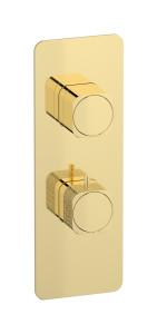 3-ходовой термостатический комплект Corallo с пластиной и ручкой с вертикальным прямоугольным пластинчатым переключателем WE ARE IB eua716iineo_2 Pale Gold Aqua