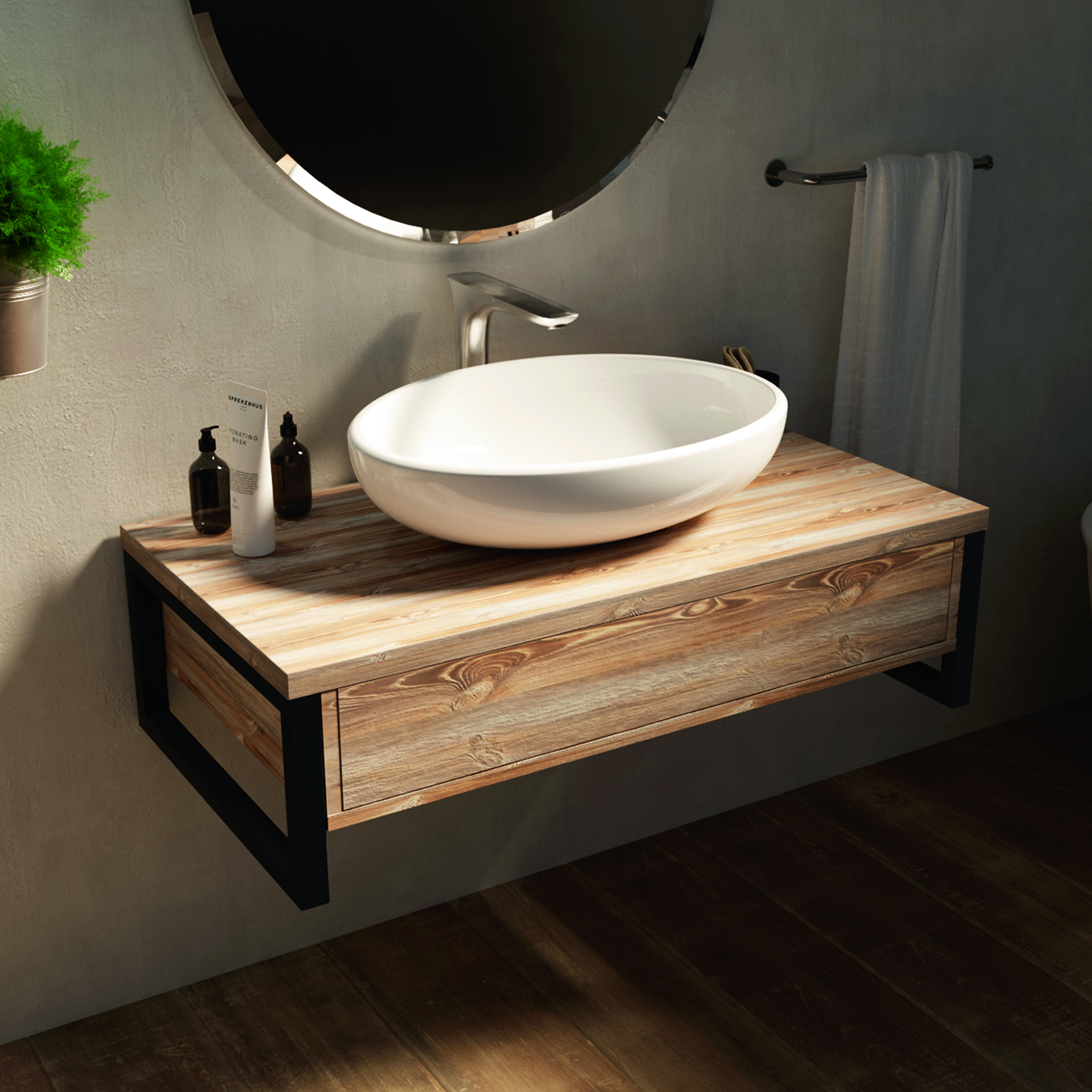 У85845 Тумба GRUNGE LOFT 80П 1в.я Дуб Намибия 1 Marka GRUNGE LOFT  - Вид №4