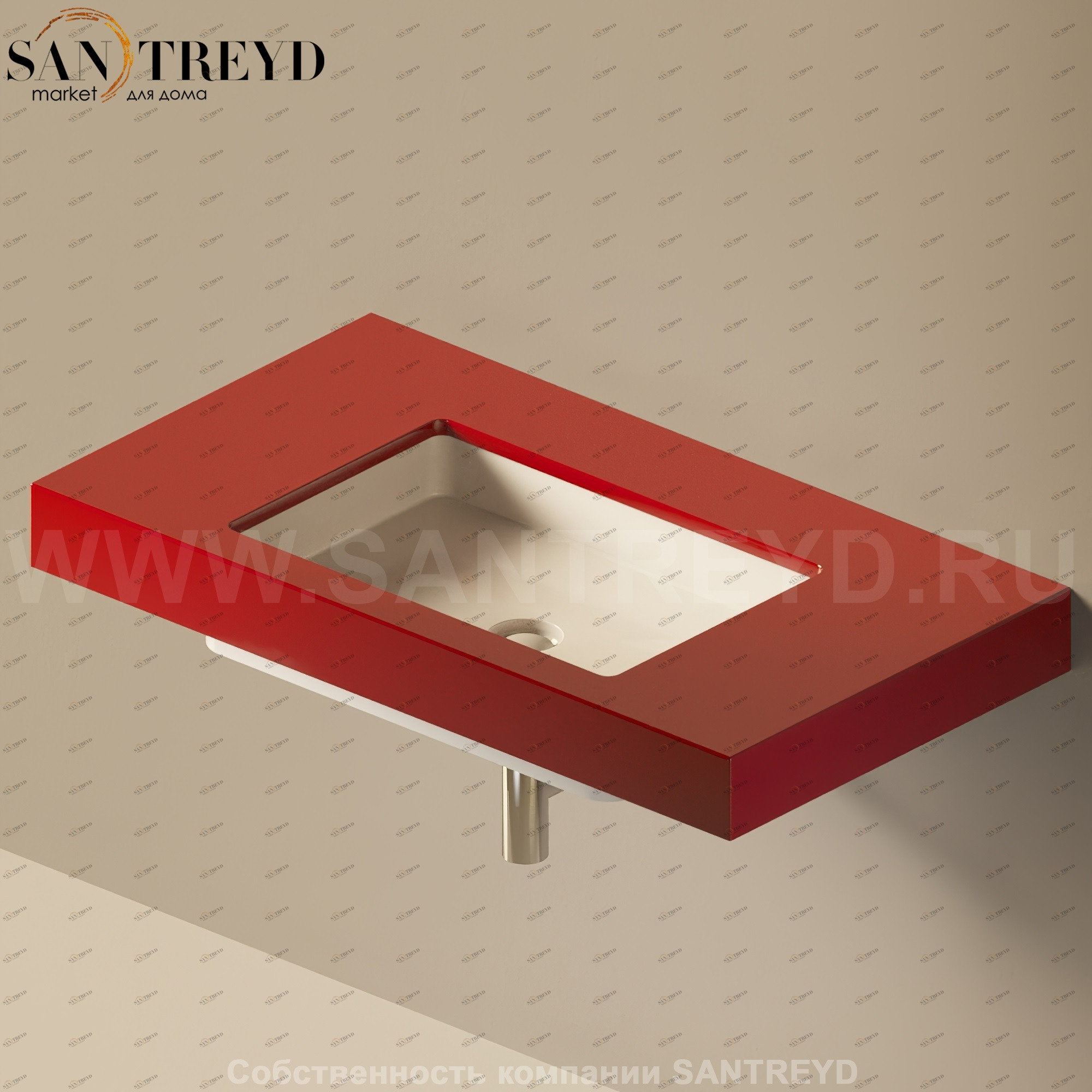 Flaminia FLYMAX Столешница с отверстием под раковину от 80 до 250 см красная FY40SP.3011 Ceramica Flaminia FY40SP3011