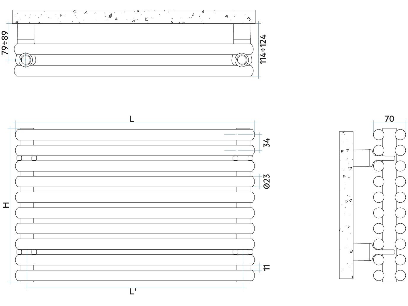 Стальной модульный горизонтальный мебельный радиатор Irsap Арфа ARCH-00011587 - Вид №1