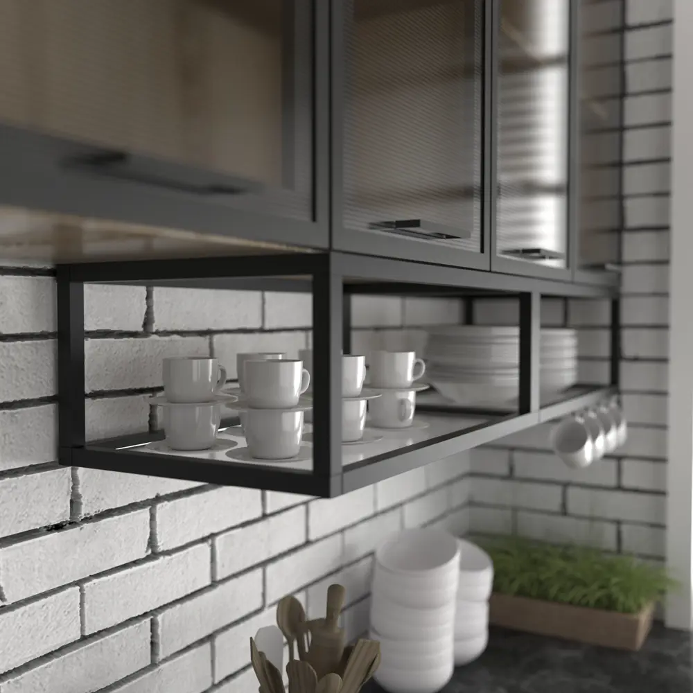 Полка-каркас для кухни 35х35х60 см, алюминий/стекло 82044511 STLM-2097382 DELINIA  - Вид №4