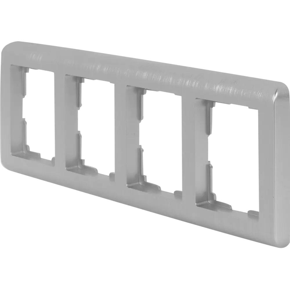 Рамка Werkel Stream на 4 поста — серебристый рифленый акцент для интерьера 82125386 STLM-0019715 - Вид №1