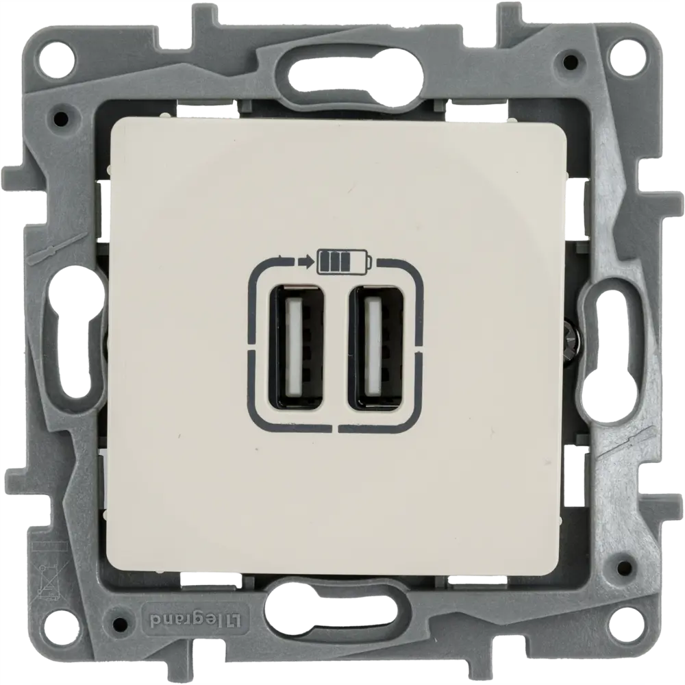 Двойная USB-розетка Legrand Etika для быстрой зарядки устройств 82496487