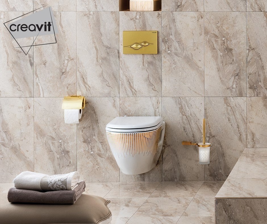 TP325-11CB00E-NA00 DEKOR ЗОЛОТО КРУГИ Унитаз подвесной Creavit  - Вид №2