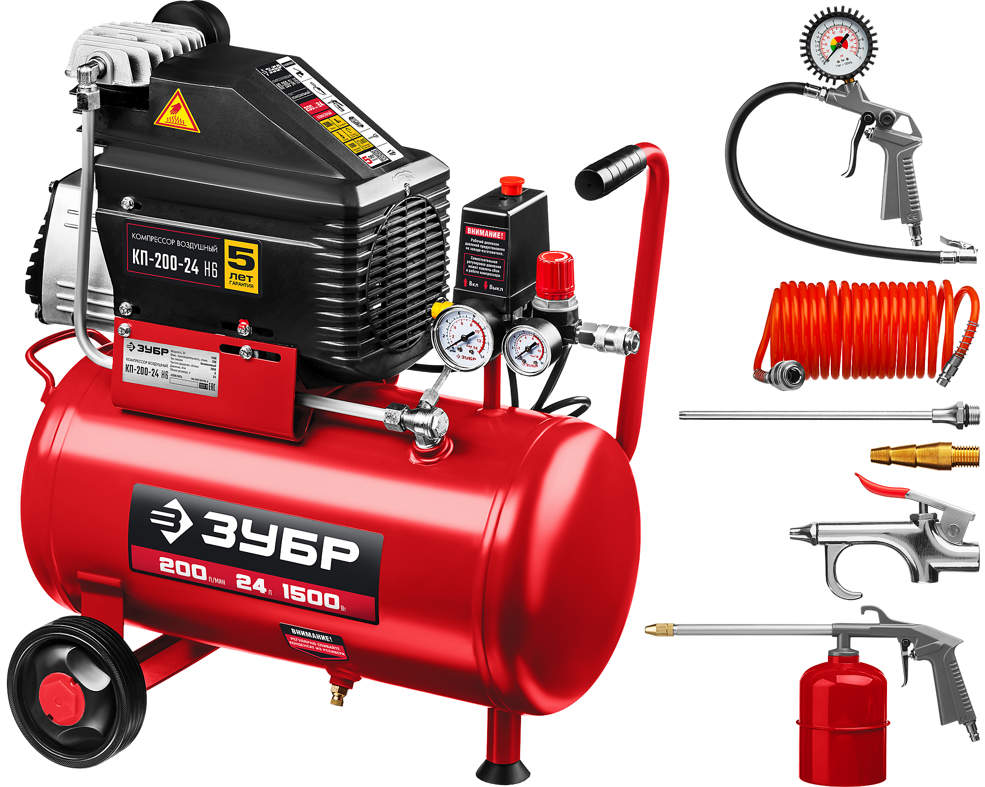 Компрессор поршневой безмасляный Зубр КП-200-24 Н6 8198526 STDN-0041993 - Вид №1