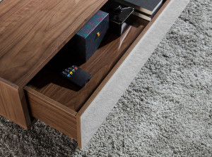 098826 Журнальный столик из орехового дерева и белого тонированного стекла MH1403A Angel Cerda