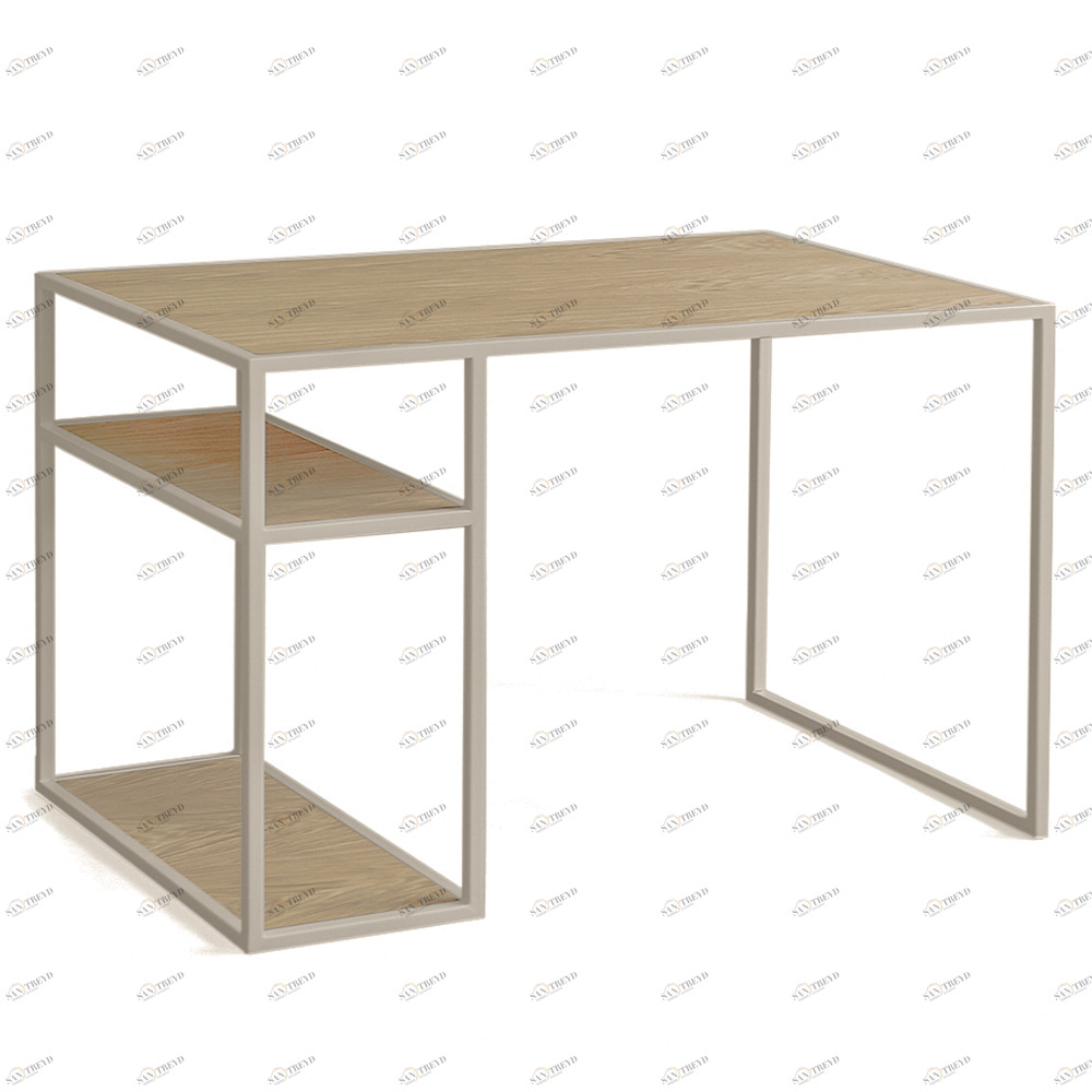 Письменный стол с полками деревянный, темный дуб на светлом каркасе Romero INTELLIGENT DESIGN ПИСЬМЕННЫЕ СТОЛЫ ROMERO 260981 Коричневый 