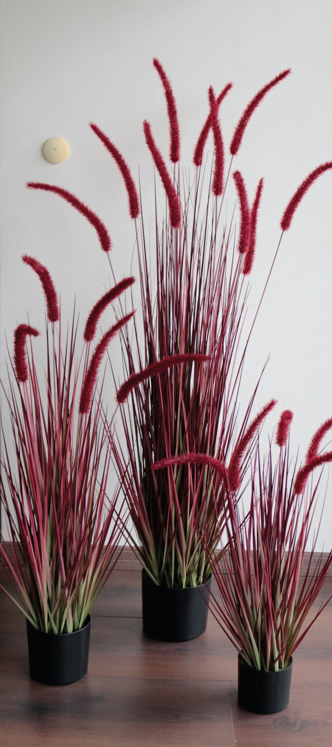 4868 498 a3 Искусственный пучок травы 'Chinese fountain grass' в горшке, 90 см, бордово-зеленый H-andreas  - Вид №4