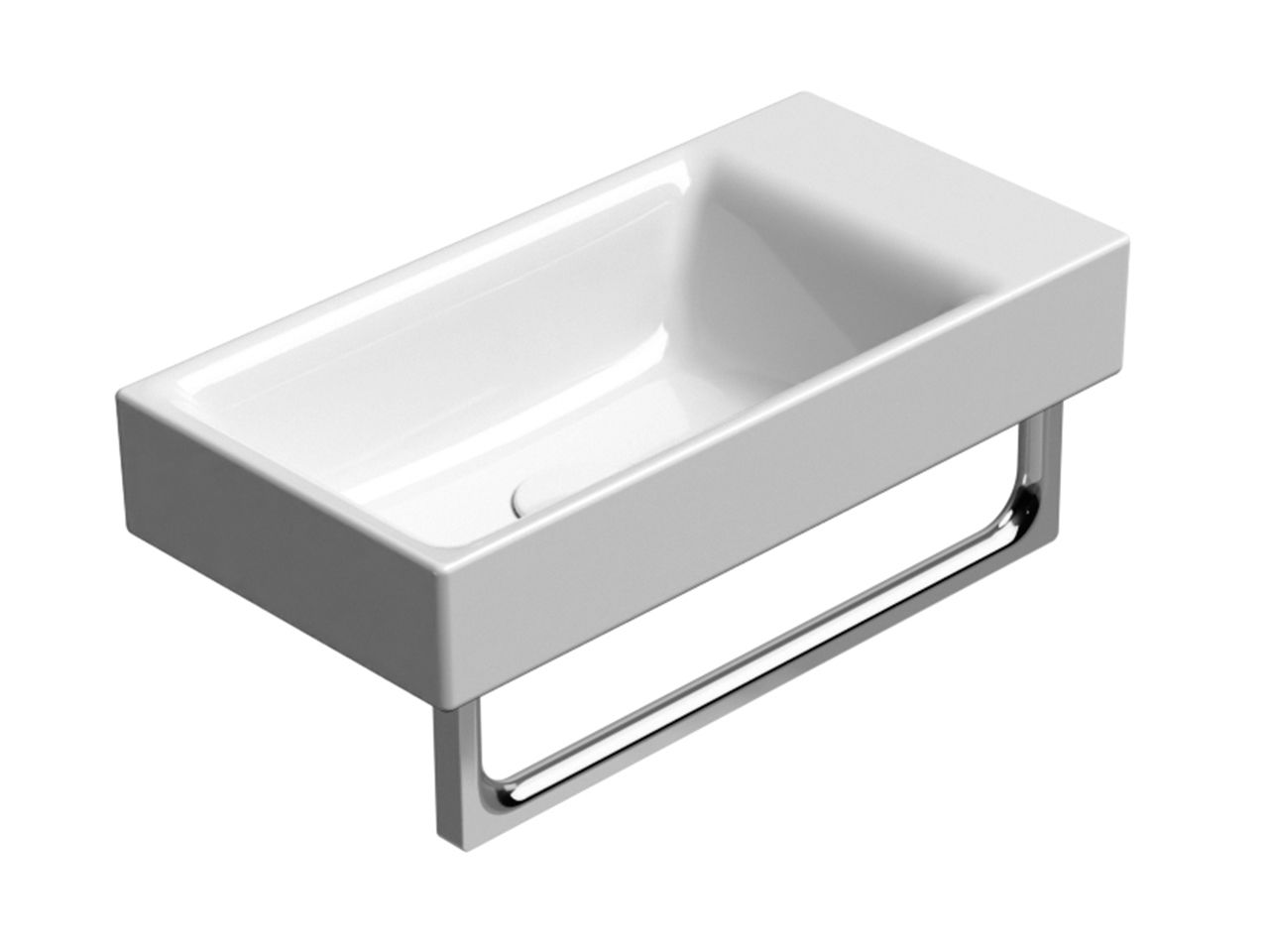 Керамическая подвесная прямоугольная ручная мойка с держателем для полотенец GSI ceramica Nubes ARCH-00135837