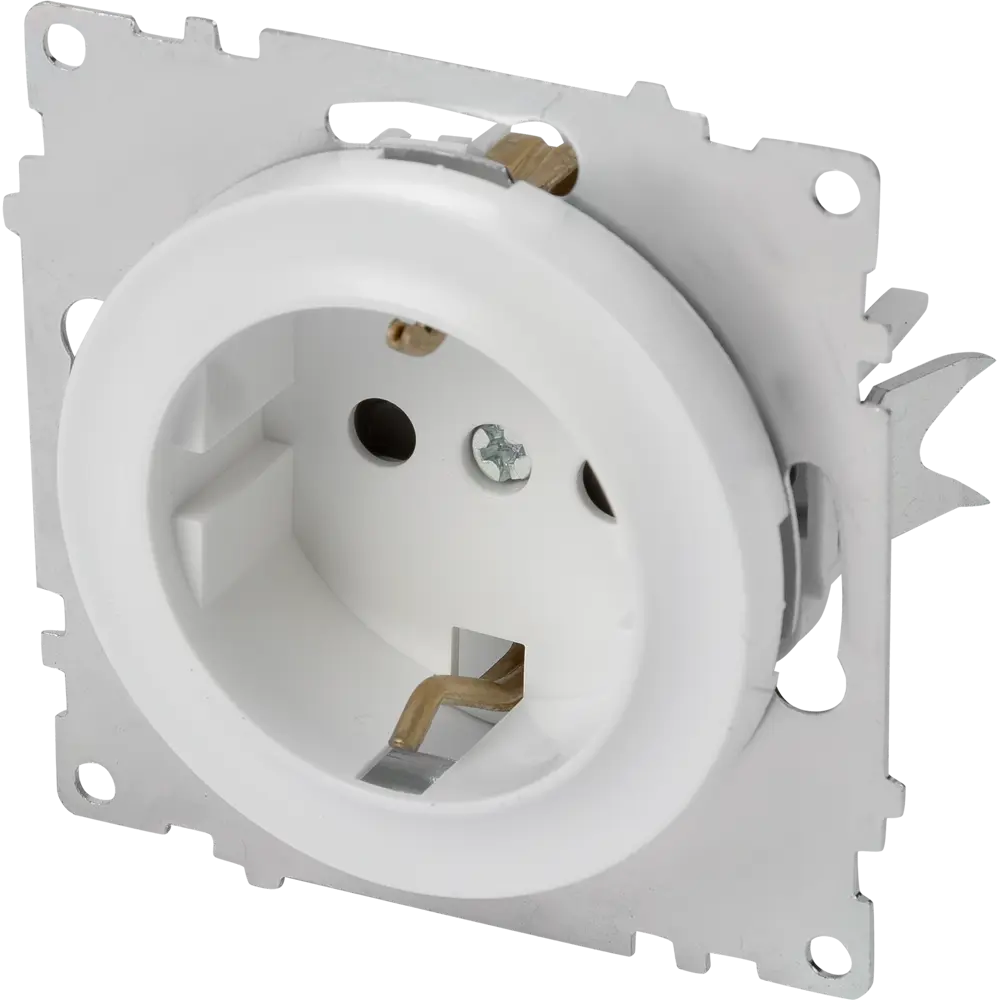 Розетка встраиваемая Onekey Florence с заземлением со шторками цвет белый ONEKEYELECTRO STLM-2065443 - Вид №2