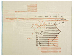Полосатый шерстяной прямоугольный ковер ручной работы