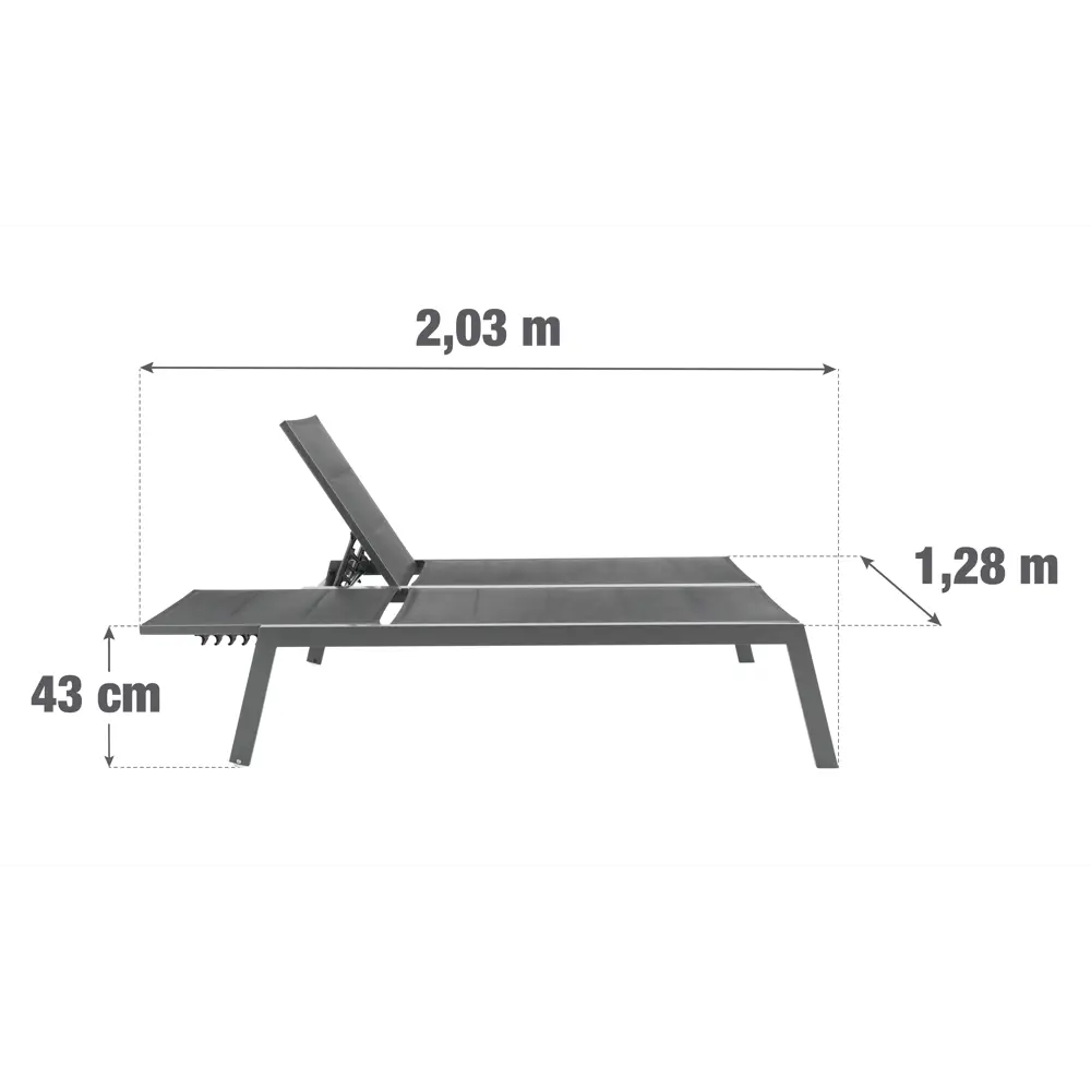 Шезлонг Naterial Isboa 128x43x203 см алюминий/полиэстер серый STLM-2043302 - Вид №11