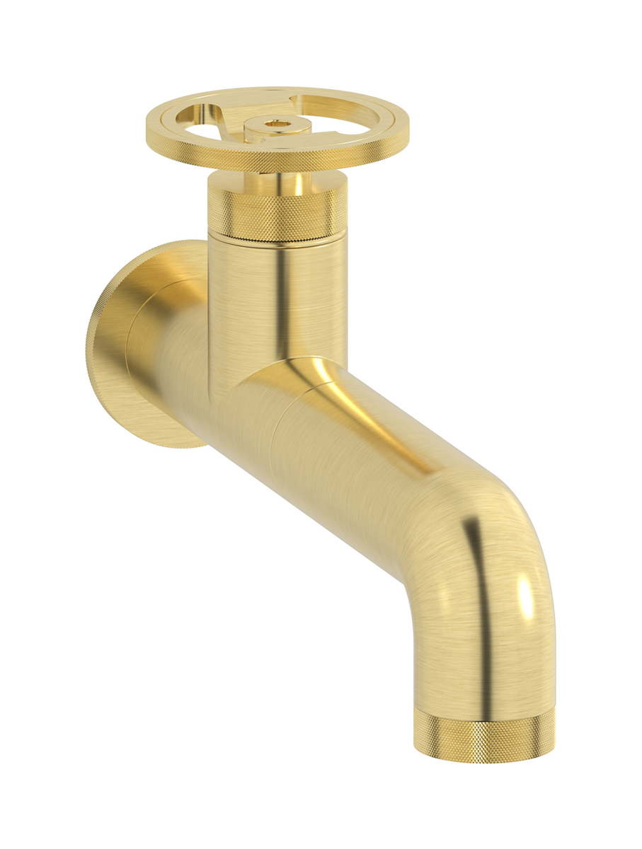 Встроенный в стену смеситель для раковины на 1 отверстие в комплекте с донным клапаном WE ARE IB b1209is Brushed Pale Gold Bold