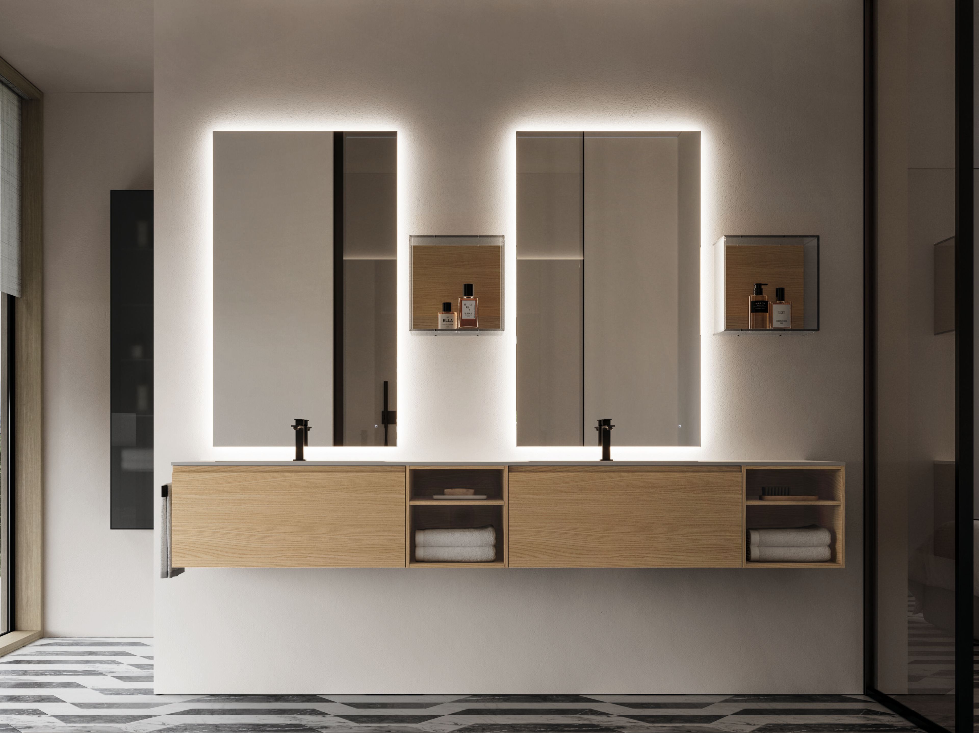 Двойной подвесной туалетный столик с зеркалом Ideagroup Seventy Form ARCH-00140152