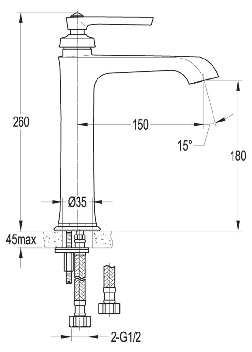Смеситель для накладных раковин Cezares LIBERTY-F-LC-01-W0 - Вид №1