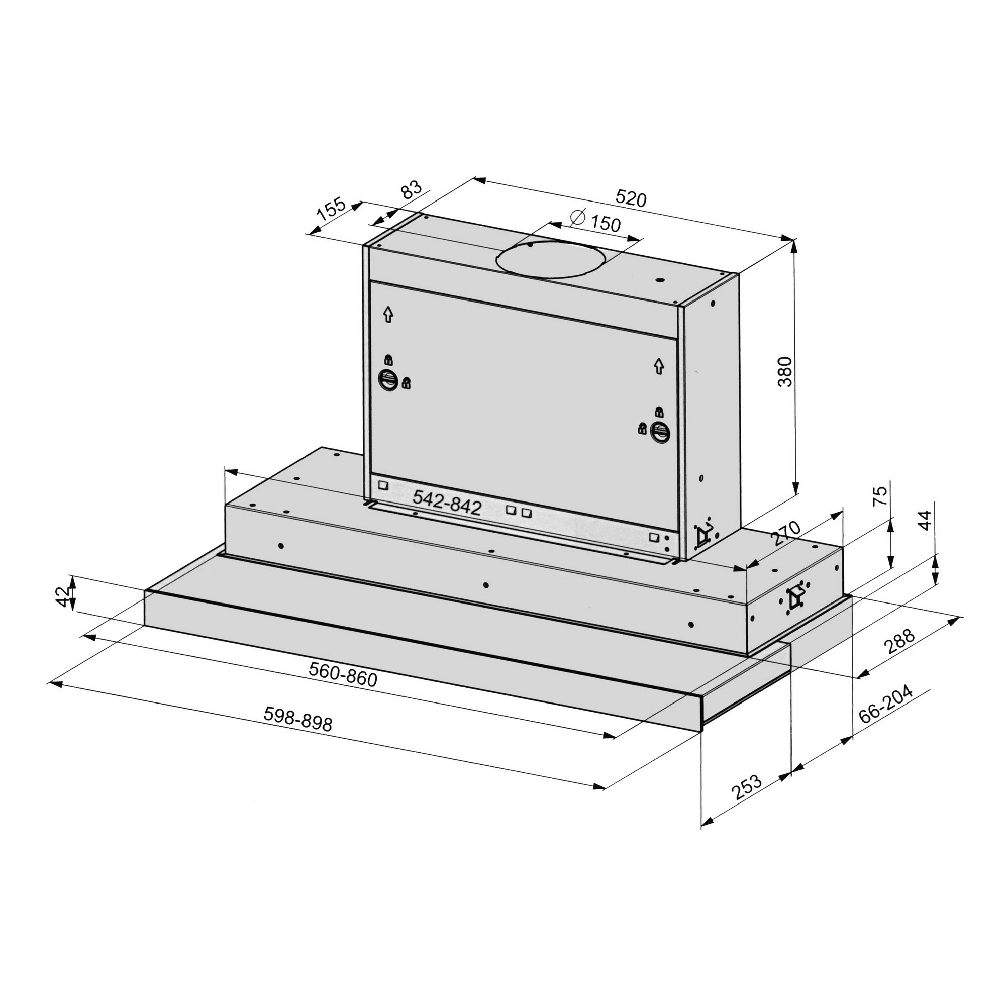 8122748 Вытяжка телескопическая FRANKE FMY 608 POT WH белый/белый STDN-0054494 - Вид №10