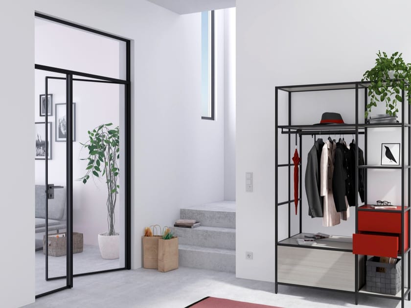 Алюминиевая и стеклянная распашная дверь raumplus SLIM LINE ARCH-00004587