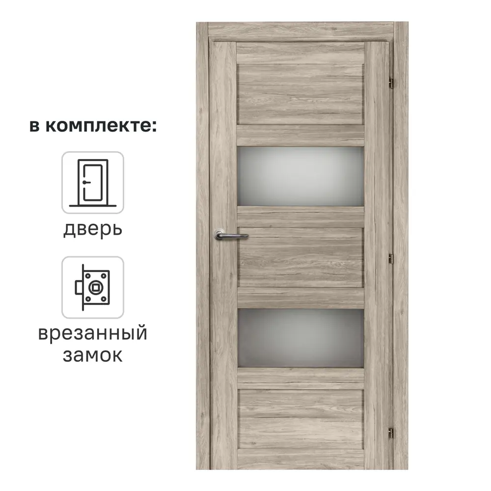Дверь межкомнатная со стеклом Прэсто 80x200 см ПВХ цвет дуб санремо светлый с замком 82636405 STLM-2081343 МАРИО РИОЛИ 