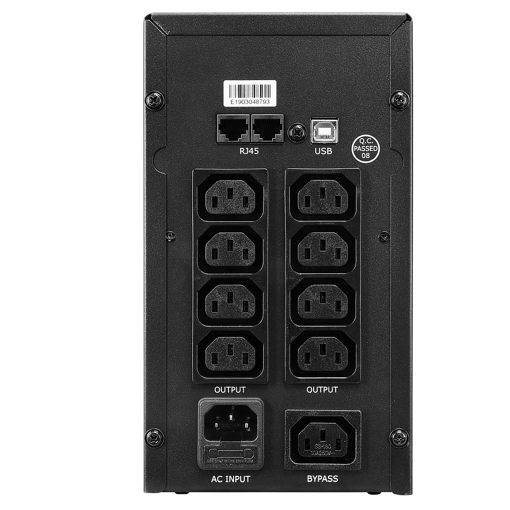 CMU-SP1200IEC USB Ибп 1200va/720w, металл, 2x12v/9ah, розетки 8*iec + 1*iec bypass, трансформатор avr 140-290v, com порт usb, съёмный кабель 1.8 м, фильтр телефонной и ethernet линии rj-11/45, usb-порт, защита батареи, от перегрузки, от кз, по Crown Santreyd  - Вид №1