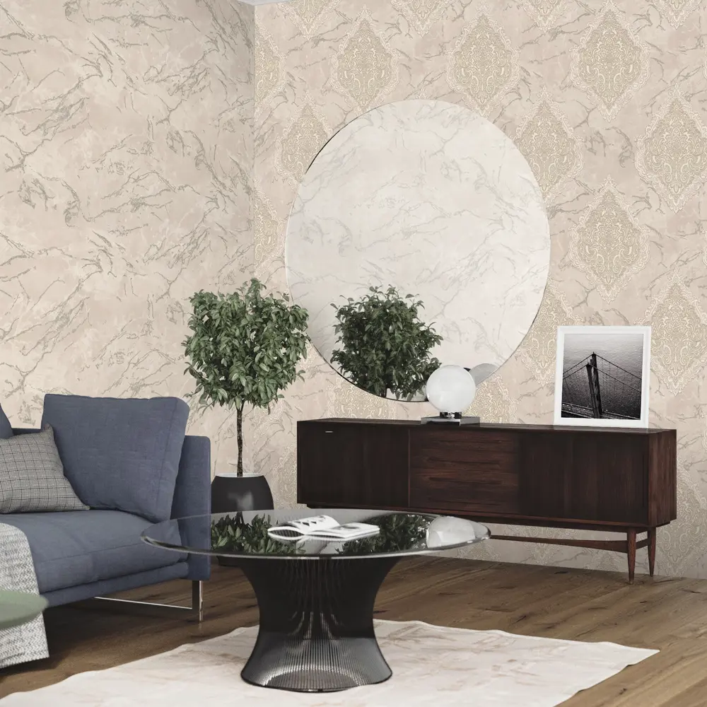 Обои флизелиновые Euro Decor Sultan бежевые 1.06 м 7135-01 89111968 STLM-2129888 - Вид №3