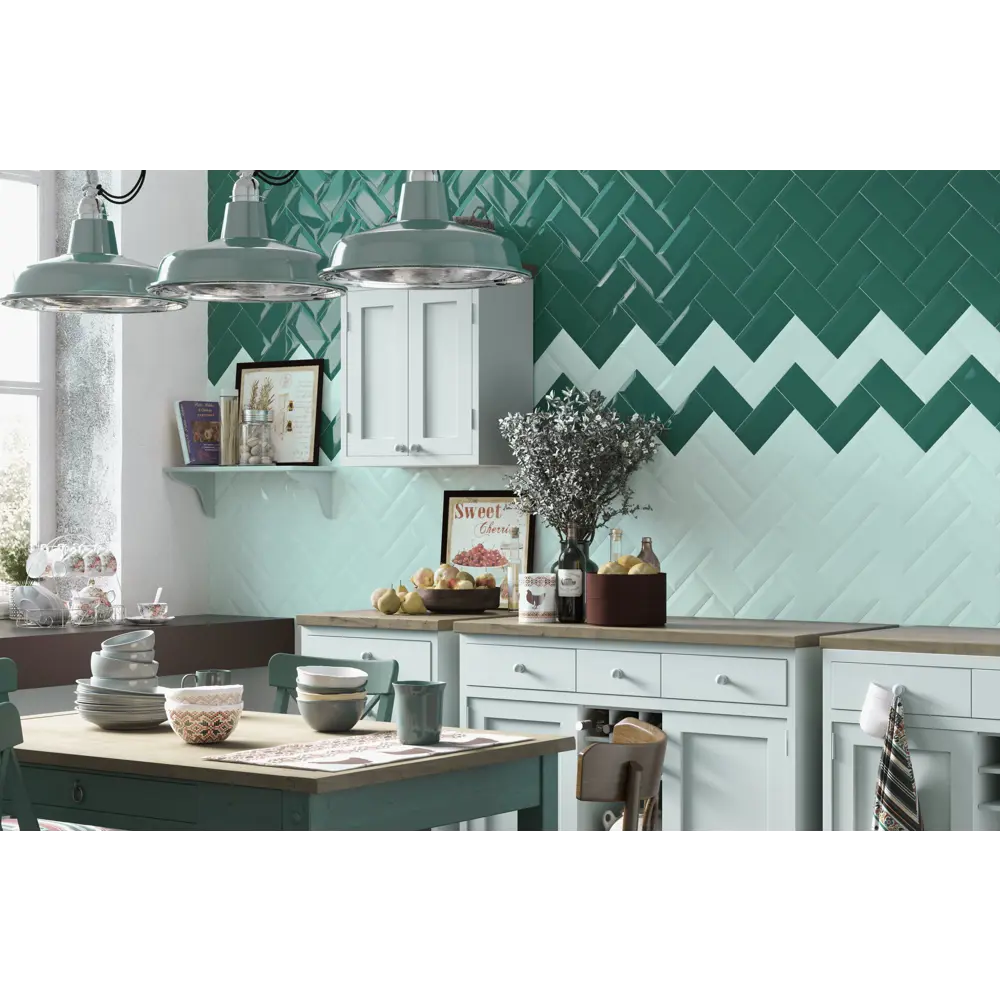 Плитка настенная Metrotiles 10х20 см 0.88 м² цвет бирюзовый 82397086 STLM-2101808 Golden Tile - Вид №4