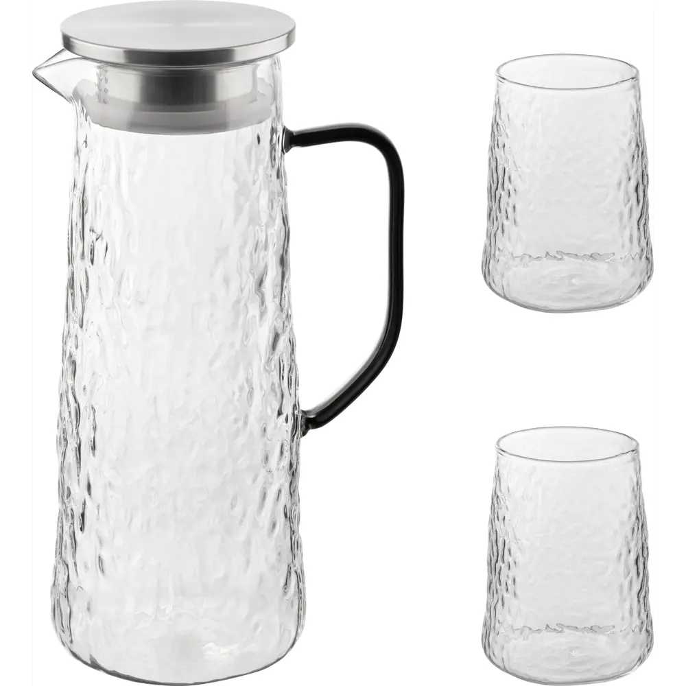 Кувшин 1.5 л Leonord с крышкой стекло цвет прозрачный 2 шт Santreyd STLM-2160903