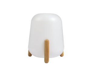 Наружная настольная лампа из дерева и полиэтилена