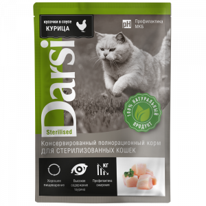 ПР0056606 Корм для кошек для стерилизованных, курица пауч 85г Darsi