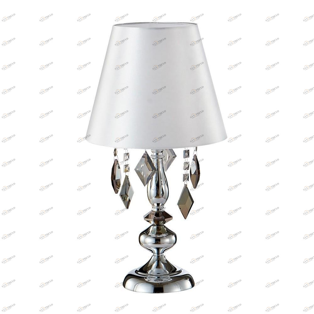 Настольная лампа с подвесками и абажуром хром Mercedes Mercedes LG1 /Smoke CRYSTAL LUX ИНТЕРЬЕРНЫЕ 00-3834690 Серый;хром 