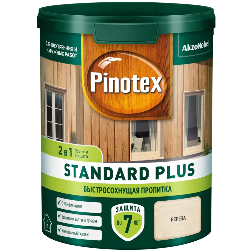 PINOTEX Standard Plus - антисептик для дерева с УФ-защитой и воском 0.9 л 86544007 STLM-0069896 - Вид №1