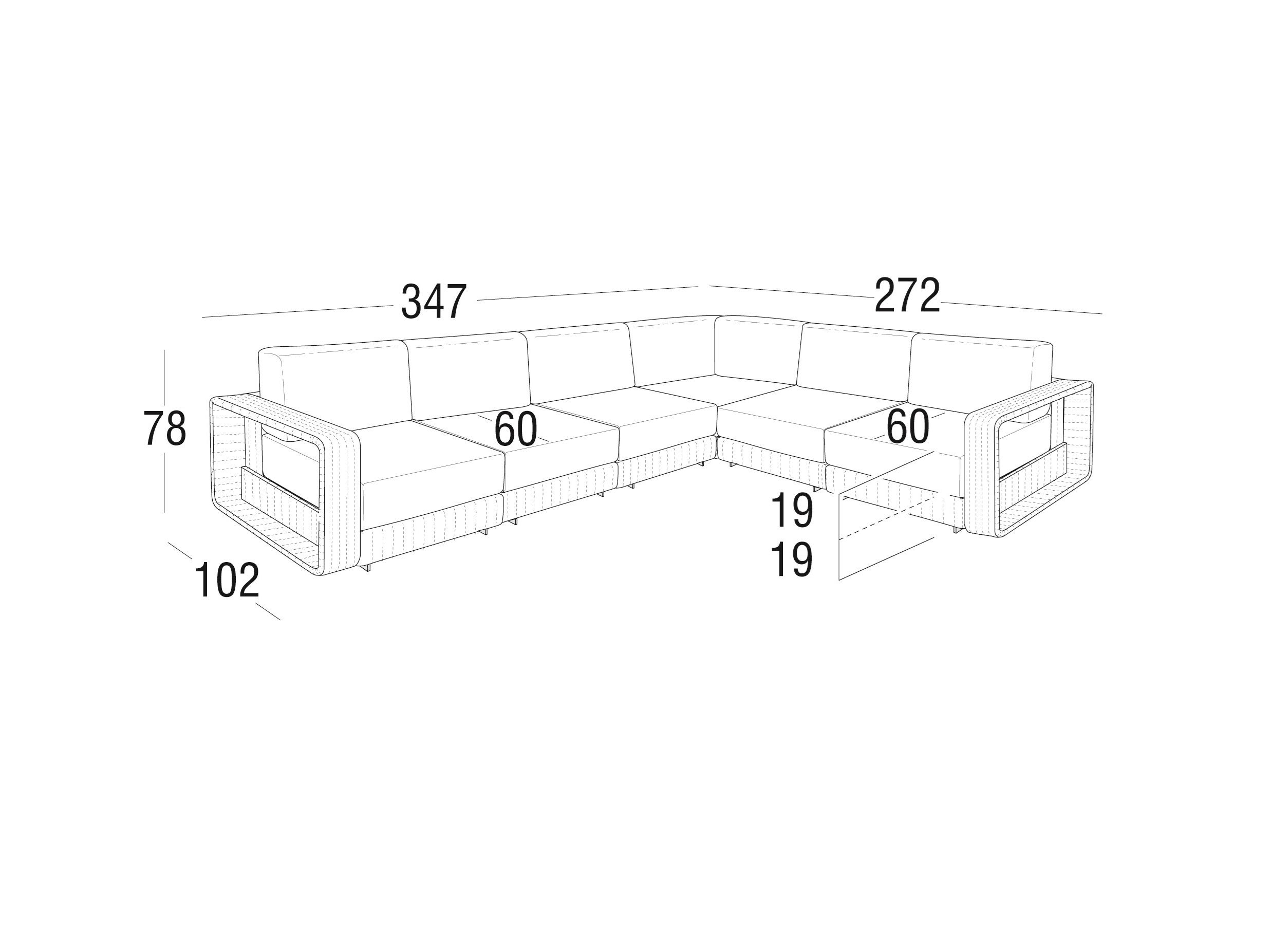 Алюминиевый модульный садовый диван Roberti Hamptons ARCH-00060747 - Вид №7