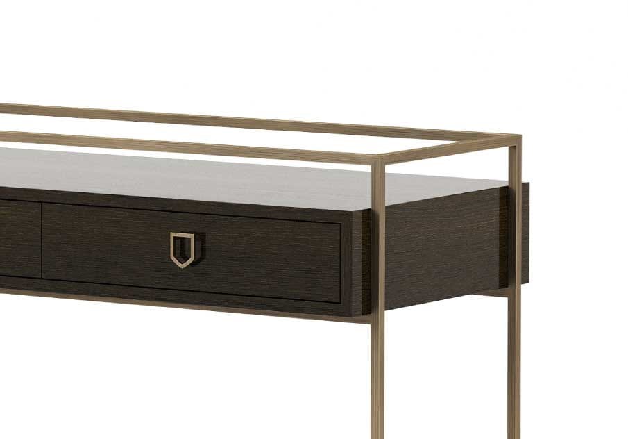 Металлическая и деревянная прямоугольная консоль с ящиками Stylish Club коктейль ARCH-00151958 - Вид №3