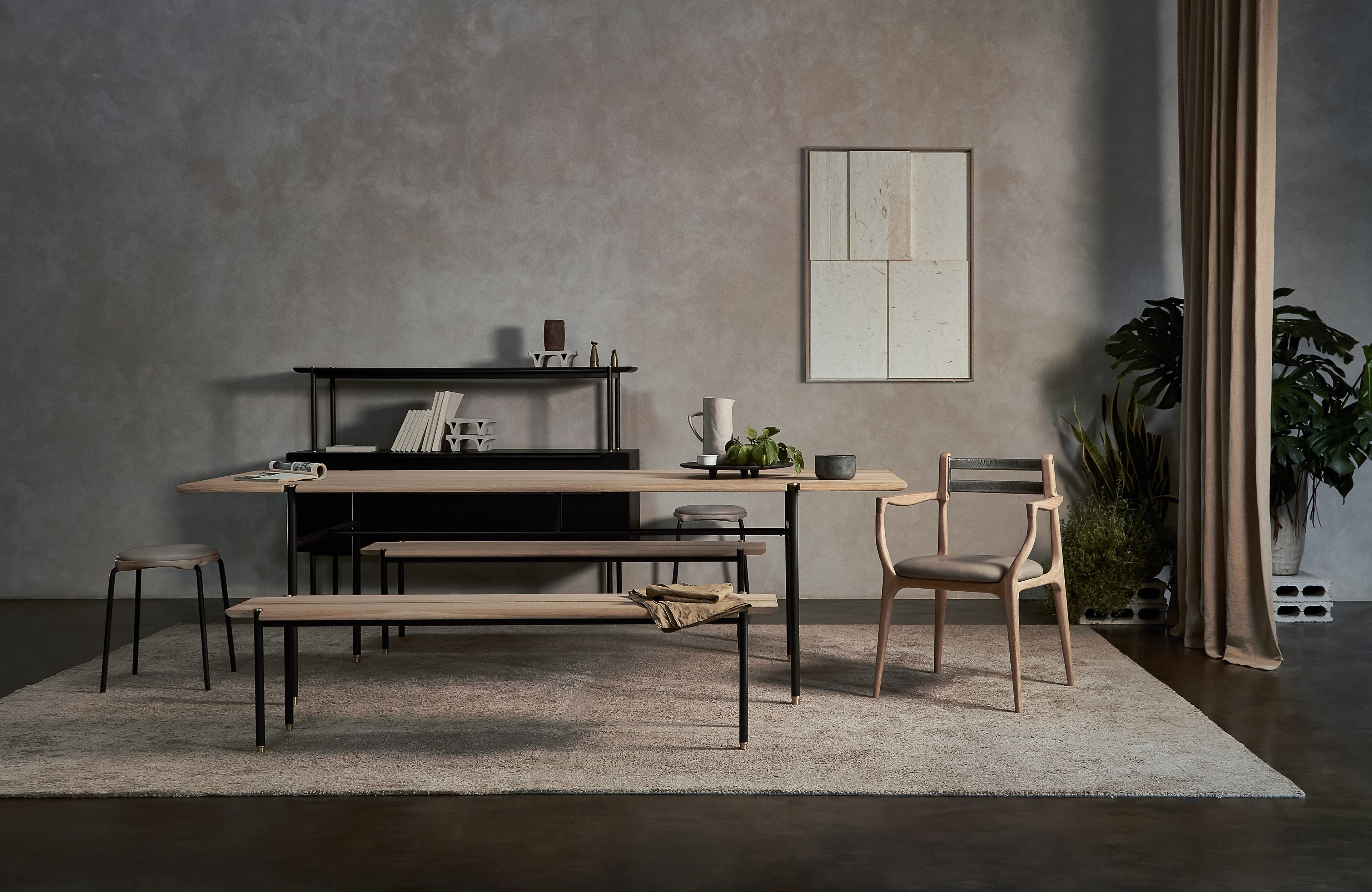 Прямоугольный обеденный стол из стали и дерева District Eight Укладка ARCH-00011738