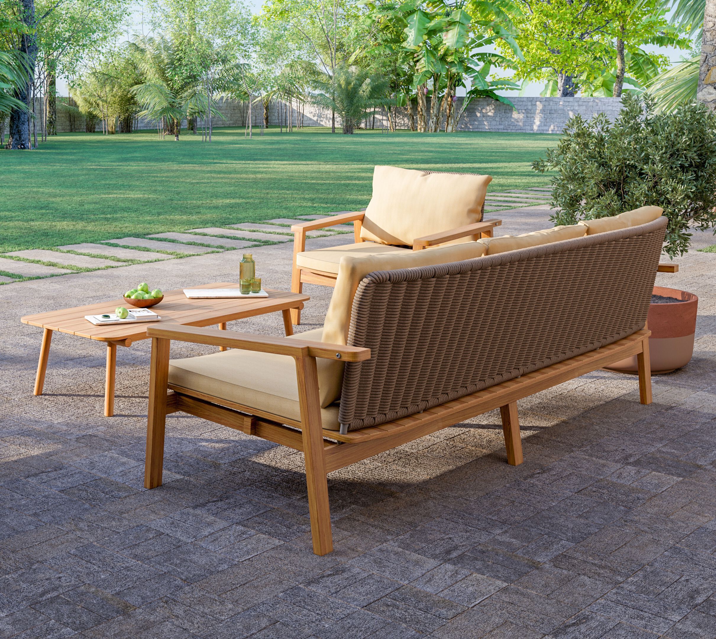 2-местный диван из ткани и тика YAAZ Denk ARCH-00080377 - Вид №4