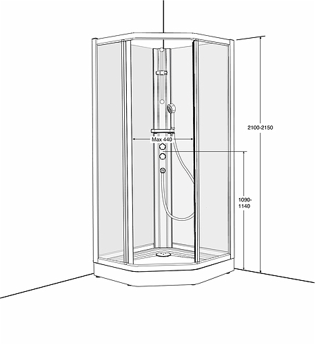 639580 IFO Душевая кабина пятиугольная сплошная SKP NK, в сборе SKP VK 900 x 900 std Solid - Вид №1