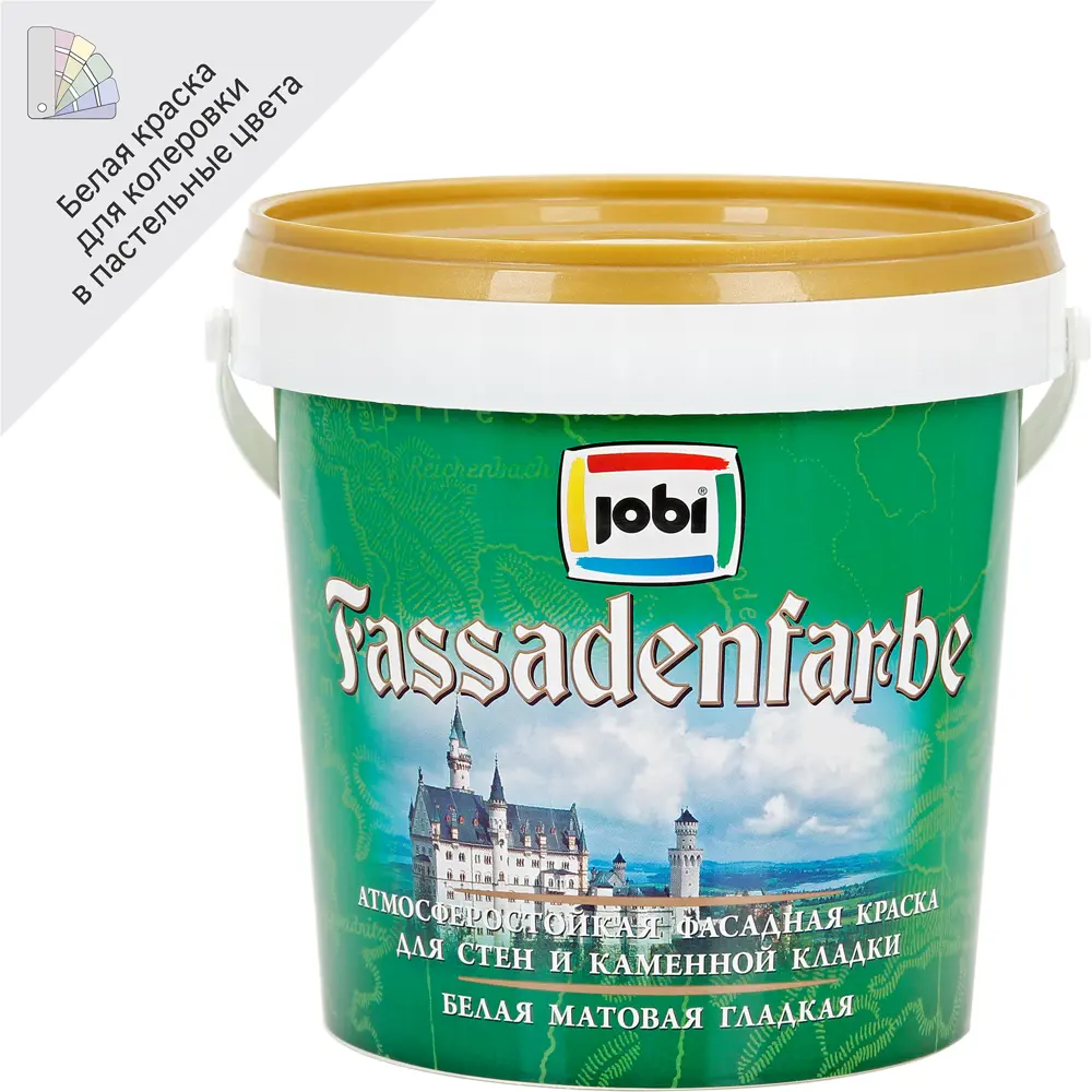 Краска фасадная Jobi Fassadenfarbe матовая цвет белый база A 0.9 л STLM-2210293