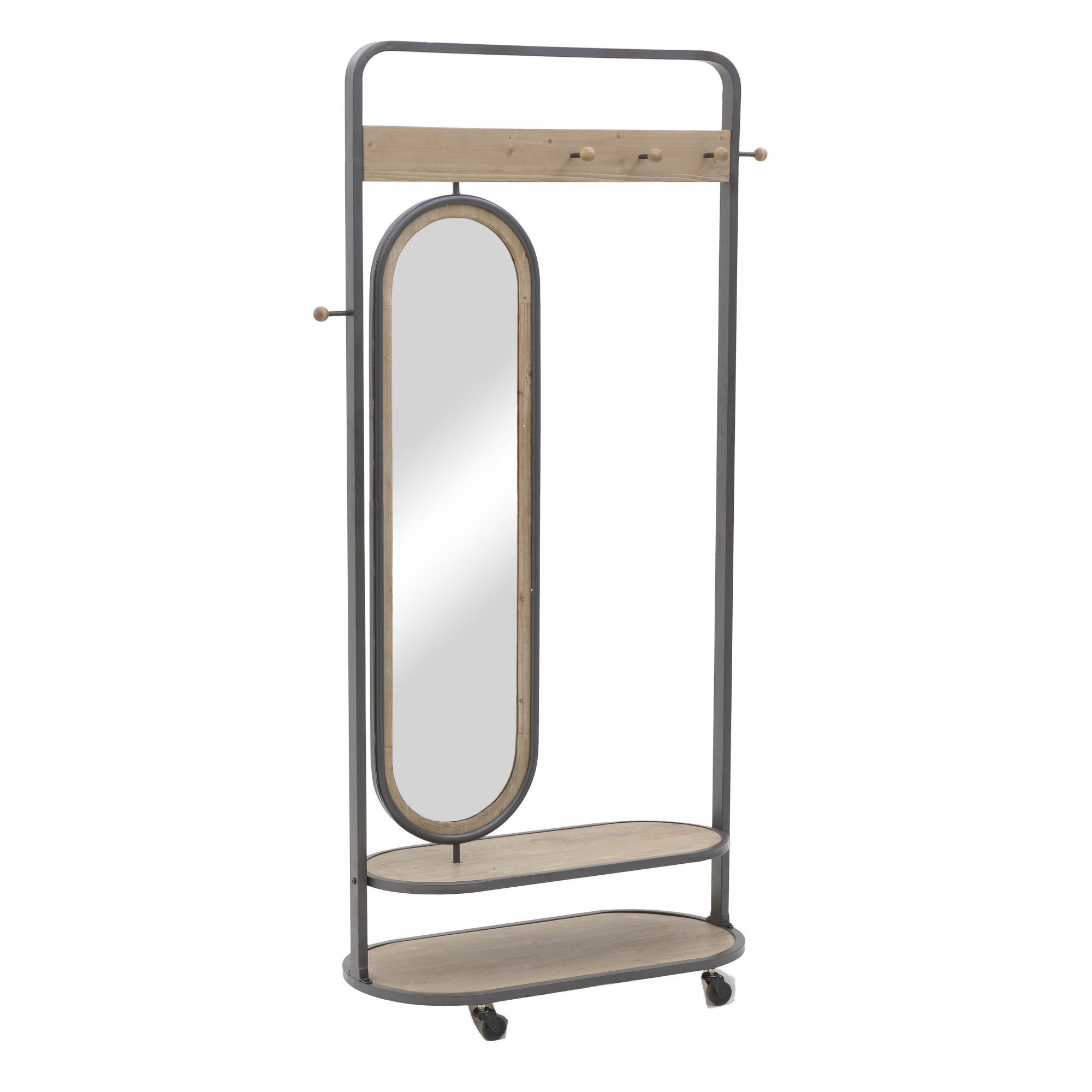 3850196.0028 ВЕШАЛКА НАПОЛЬНАЯ С ЗЕРКАЛОМ НА КОЛЕСИКАХ TO4ROOMS 