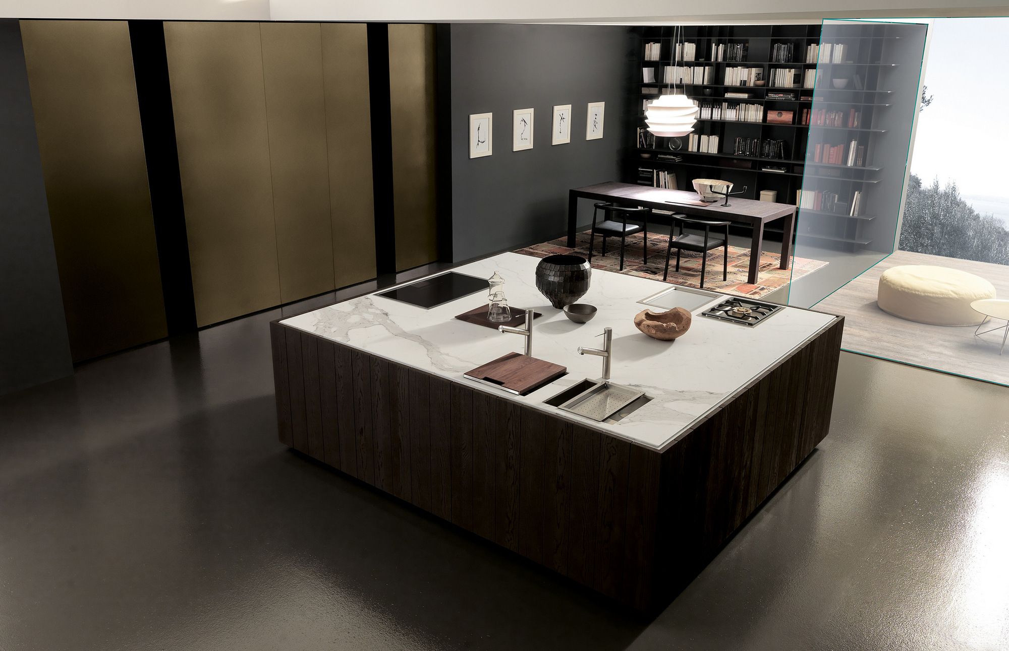 Дубовая кухня со встроенными ручками MODULNOVA Float ARCH-00008040 - Вид №1