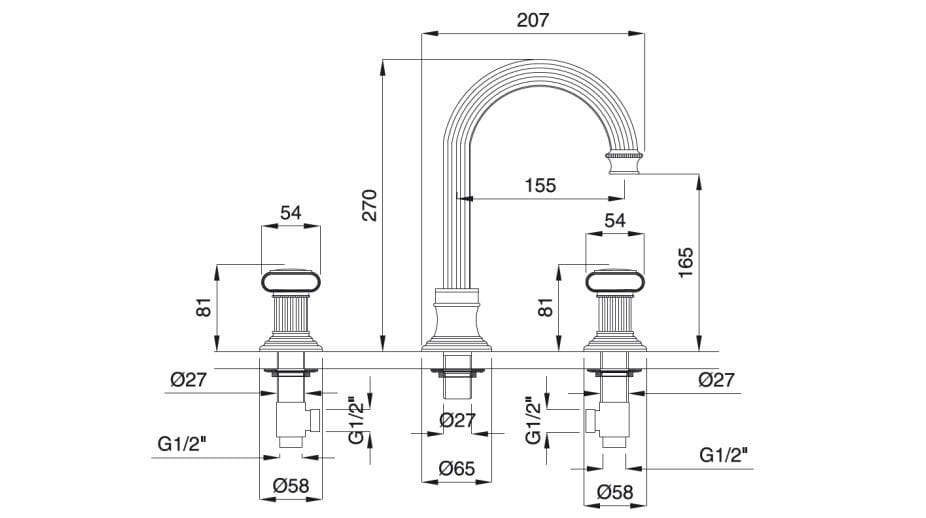 Смеситель для раковины с 3 отверстиями Gaia Mobili Complements ARCH-00085363 - Вид №2