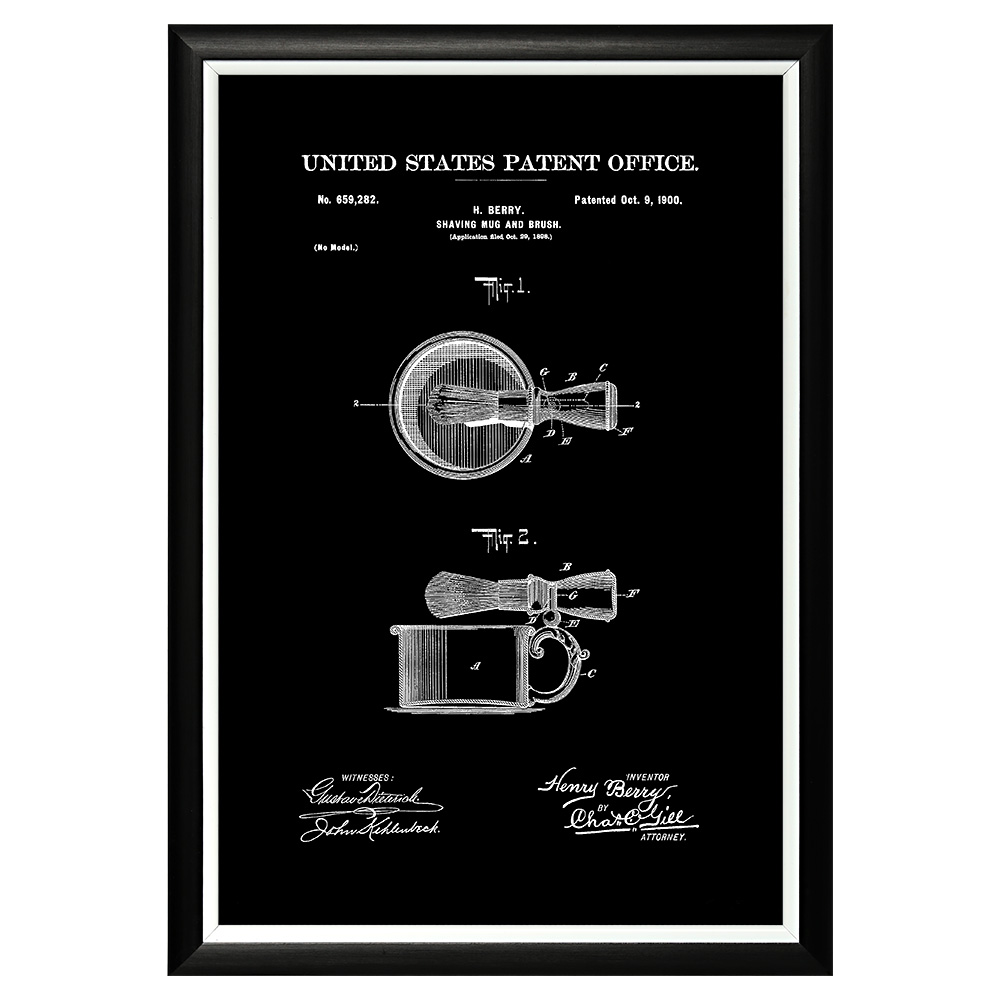 896521421_1818 Арт-постер «Патент на бритвенную чашку и помазок, 1900» Object Desire 