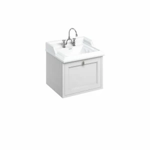 Тумба с раковиной на 2 отверстия, с выдвижным ящиком, цвет белый [FW1W + B15 2TH] Classic Burlington FW1W, B15 2TH 670 x 580 x 510