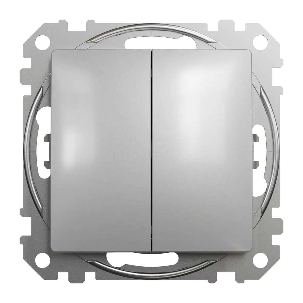 Переключатель проходной Systeme Electric Sedna 2 клавиши, цвет алюминий 84830151 STLM-2111465 Sedna Design Elements