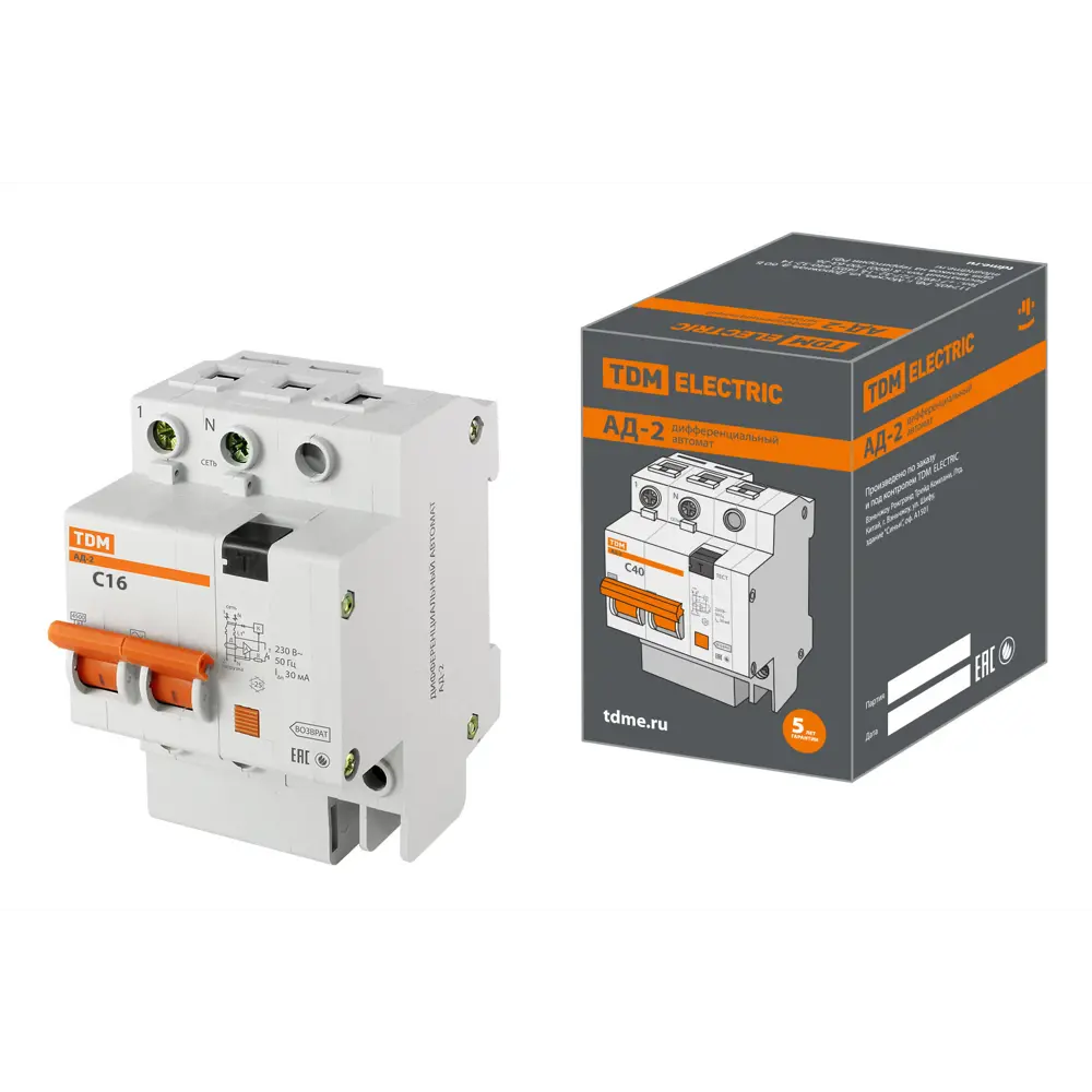 Дифференциальный автомат TDM Electric АД-2 с защитой от токов утечки 89347138 STLM-1107609