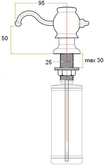 Встраиваемый дозатор ZorG Inox ZR-24 ЧЕРНЫЙМЕТАЛЛ для жидкого мыла, черный металлик - Вид №1