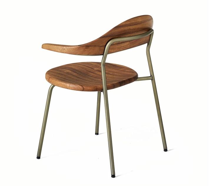 BassamFellows Штабелируемый стул из нержавеющей стали и дерева с подлокотниками Bicorn Cb-59 - Вид №3