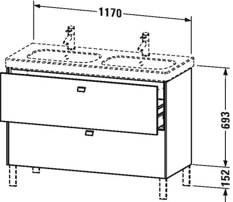 BR442802222 Тумбочка напольная Brioso #BR4428 1170 x 469 мм Белый глянцевый декор Duravit - Вид №1