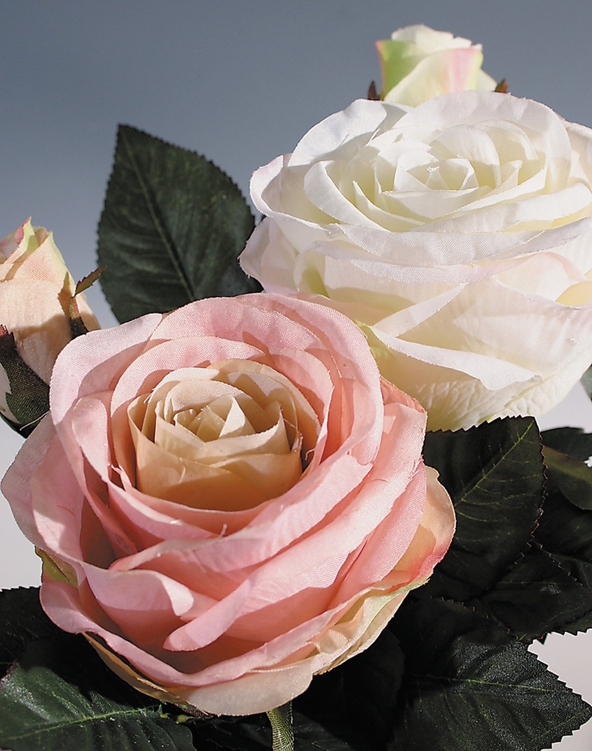 9814 510 a3 Искусственная роза, 1 цветок, 1 бутон, 23 см, розовая H-andreas  - Вид №2