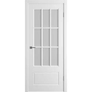 Комплект двери Эрика со стеклом 80x200 см эмаль белый с добором 100 мм