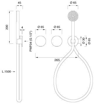 Ceadesign Настенный комплект из 2 смесителей для ванны / душа с ручным душем Giotto plus Gio 93 - Вид №1