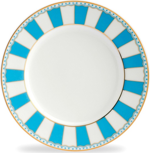 10624204 Noritake Тарелка десертная Noritake "Карнавал" 21см (голубая полоска) Фарфор 